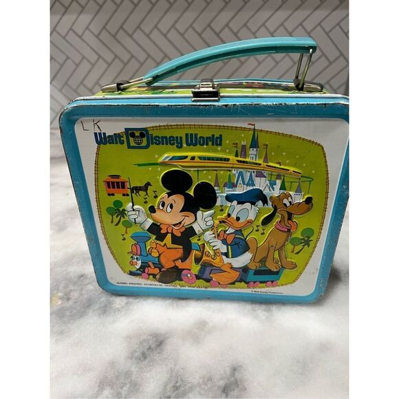 VINTAGE WALT DISNEY WORLD MICKEY MOUSE METAL LUNCH BOX ORIG HIGH - Picture 1 of 13
